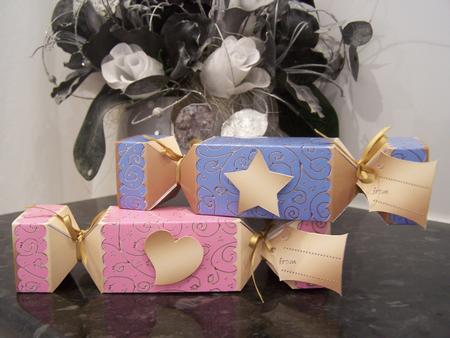Gold Swirls Cracker Shaped Treat or Favour Box by Audrey Rae