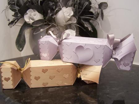 Metallic Hearts Cracker Shaped Treat or Favour Box by Audrey Rae