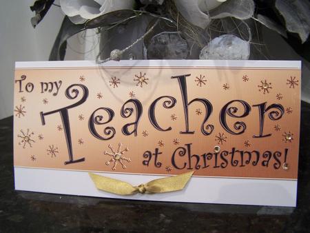 Large Dl to My Teacher Christmas Quick Cut and Fold Card by Audrey Rae