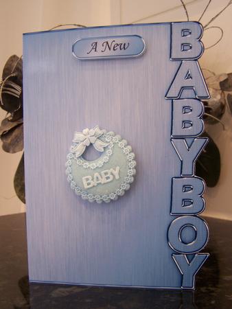 5 x 7 Elegant Metallic Baby Boy Shaped Card by Audrey Rae