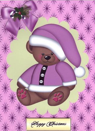 Little Teddy in Purple Santa Suit by Audrey Rae
