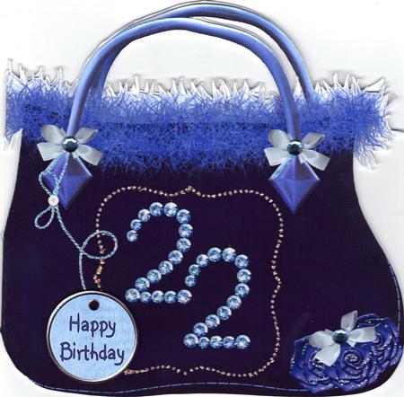 Bag Shaped Card Blue by Audrey Rae