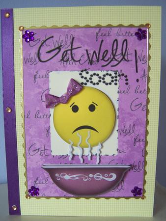 Get Well Quick Card Front with Decoupage by Audrey Rae
