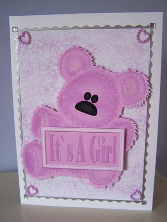 Its a Girl Teddy Card by Audrey Rae