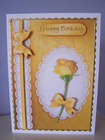 A5 Rose, Lace and Pearls Quick Card with 3D Decoupage by Audrey Rae