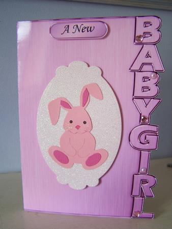5 x 7 Elegant Metallic Baby Girl Shaped Card by Audrey Rae