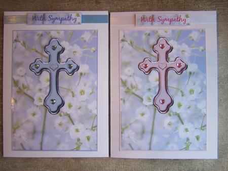 Two Sympathy Cross Card Fronts by Audrey Rae