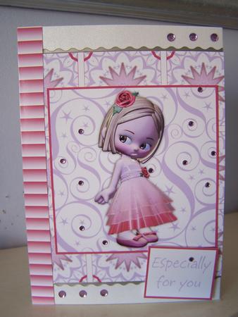 Cute Little Girl in Pink Teabag & Topper Sheet by Audrey Rae
