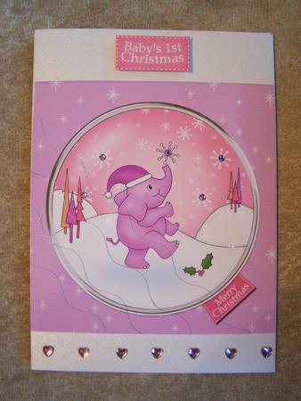 Baby Xmas Elephant Quick Card with Wavy Corner Side Stacker by Audrey Rae