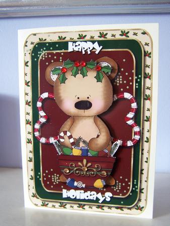 Holiday Teddy Angel Card Topper by Audrey Rae