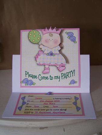 Party Invitation for a Little Girl - Decoupaged Easel Card by Audrey Rae