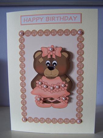 Peach Ballerina Bear in Pearl Frame by Audrey Rae