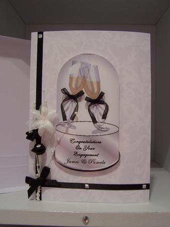Engagement Champagne Glasses in Glass Dome by Audrey Rae