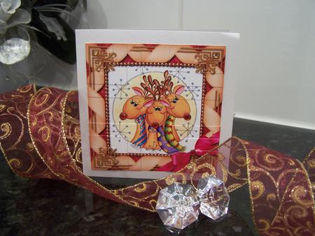 Cute Reindeer Trio All 4 Corner Stacker Card Front by Audrey Rae