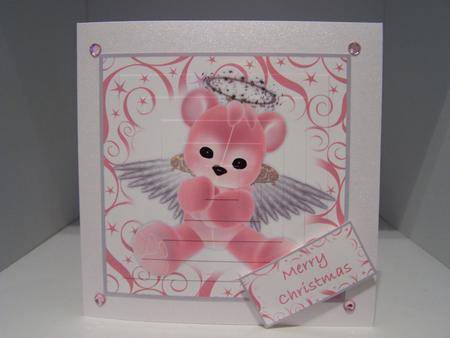 Pink Angel Teddy Square Pyramid Decoupage Mix N Match by Audrey Rae