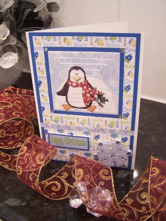 Brrrrr Christmas Penguin Pyramid Card by Audrey Rae