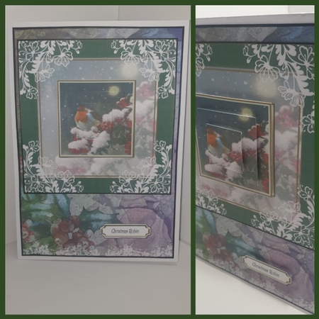 Red Christmas Robin Pyramid 7x7ins Topper 2 by AUSRA SAKYTE