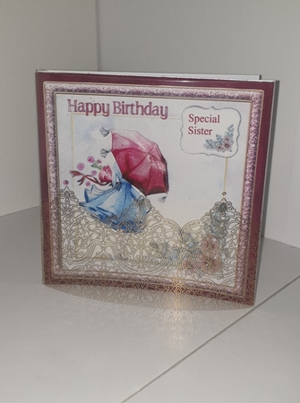 300dpi 6x6in Topper & Decoupage-Lady with umbrella, Flowers-Birthday Daughter-in-law, Sister, Mum Daughter by AUSRA SAKYTE