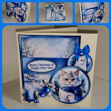 Cat in Winter 6x6 Card Front & Toppers Minikit by AUSRA SAKYTE