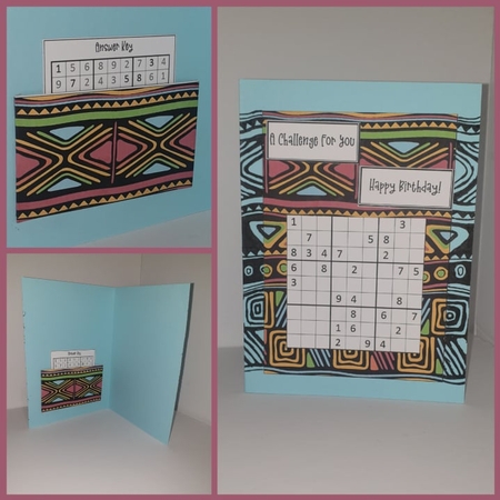 Fun Printable A5 Tribal Sudoku Puzzle Card Medium2 by AUSRA SAKYTE