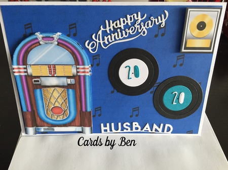 Male Birthday Card with Jukebox and Vinyl Records by Banovwe Shakarho