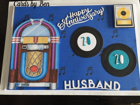 Male Birthday Card with Jukebox and Vinyl Records by Banovwe Shakarho