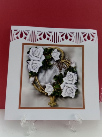 Gorgeous Flowers On Golden Frame - White Roses 8x8 by Barbara Hurst