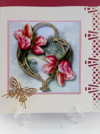 Gorgeous Flowers On Golden Frame - Tulips 8x8 by Barbara Hurst