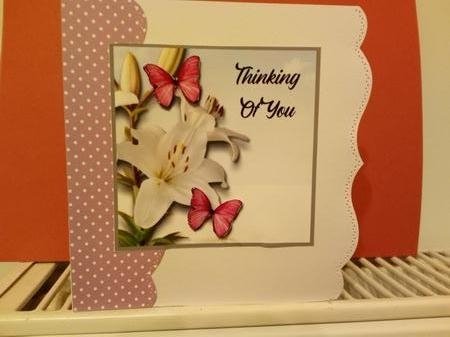 Lily and Butterflies Sympathy Card Topper by Barbara Hurst