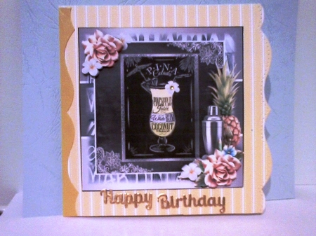 Pina Colada Cocktail Card Front Kit by Barbara Hurst