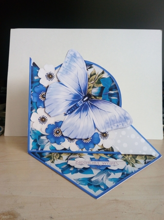 Beautiful Butterfly and Flower Easel with a Twist 1432 Blue by Barbara Hurst