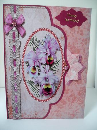 Orchid and Lace Fancy Edge with Decoupage by Barbara Rice