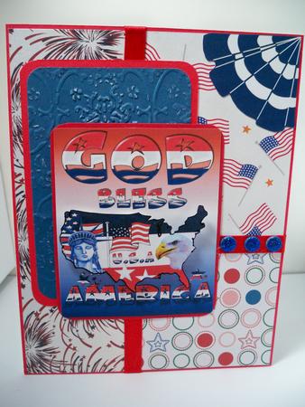 God Bless America Quick Card Front with Pyramage by Barbara Rice