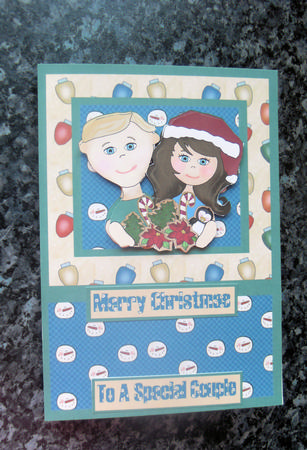 Special Couple Christmas Decoupage Card Front by Gillian Lester