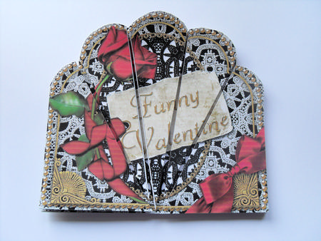 Funny Valentine Red Rose Ornate Scallop Deco Stacker by Gillian Lester
