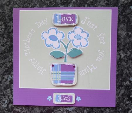 Flower Pot, Mother's Day Deocupage Card. by Gillian Lester