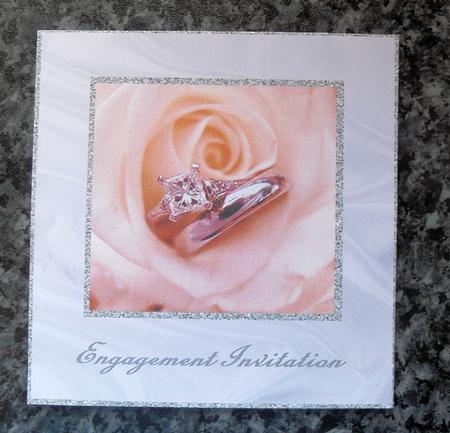 Peach Rose & Rings Engagement Invitation by Gillian Lester