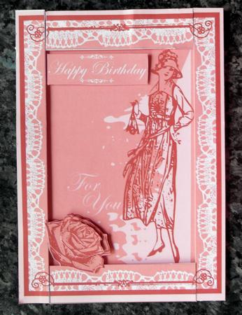 Vintage Style Elegant Lady Lace Card. Peach by Gillian Lester