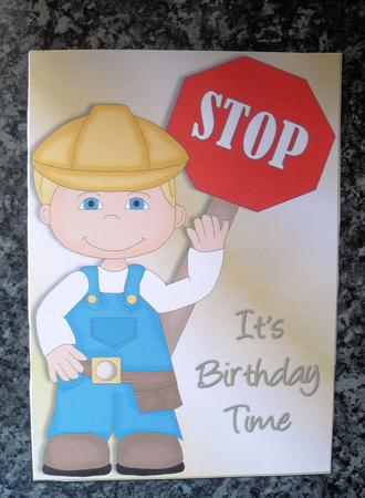 Stop Construction Kid A4 Card by Gillian Lester