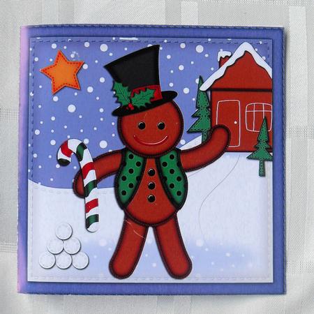 Xmas Gingerbread Man Cut and Fold Card by Gillian Lester