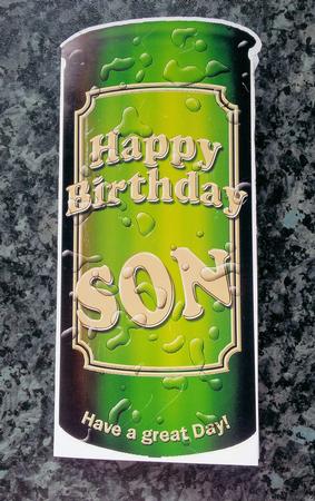 Birthday Son Beer Can Shaped Card by Gillian Lester
