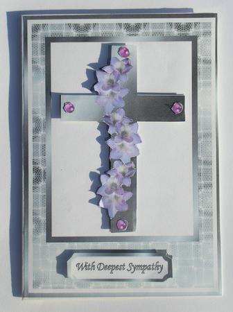 Green Sympathy Cross Card by Gillian Lester