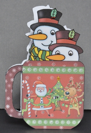 Mug Shaped Christmas Card with Snowmen by Barbara Stubbings