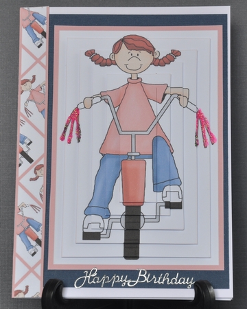 Girl on Bike. by Barbara Stubbings