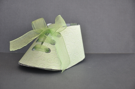 Pretty Mint Green Swirl Pattern Baby Shoe Keepsake by Barbara Stubbings