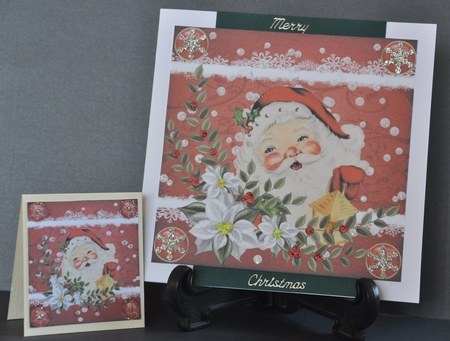 Vintage Santa Christmas Topper with Insert and Tags by Barbara Stubbings