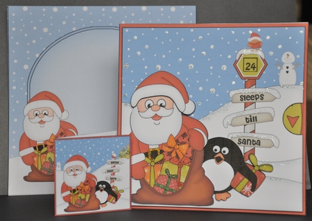 3D Xmas Santa & Pip Penguin Sleeps Till Santa Animated Card by Barbara Stubbings