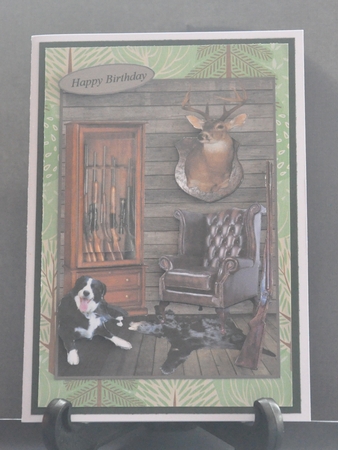 Hunting Room Card Topper with Decoupage by Barbara Stubbings