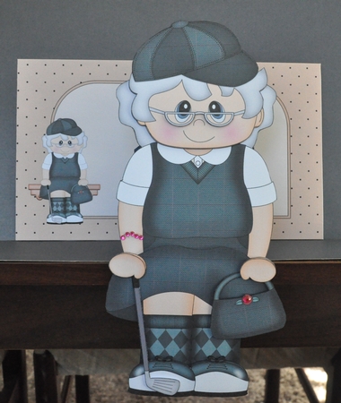 3D on the Shelf Card Kit - Golfing Old Lady Edna by Barbara Stubbings