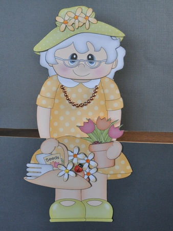 3D on the Shelf Card Kit - Gardening Old Lady Agnes by Barbara Stubbings